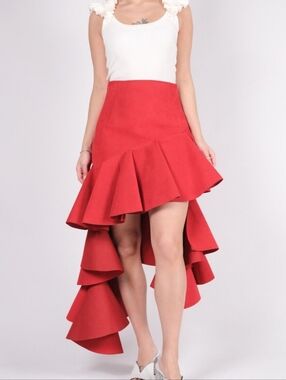 Jacquemus Ruffled Asymmetric Brushed-twill Mini Skirt High-Low Ruffle Hem Skirt